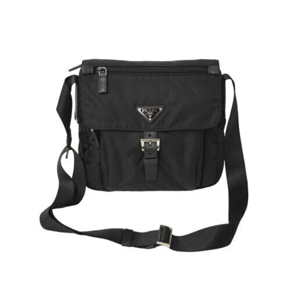 Prada cross shoulder bag triangular logo plate bl… - image 1